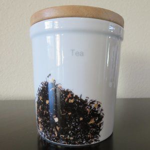 Essence Porcelain Tea Canister Storage Jar With Wood Lid